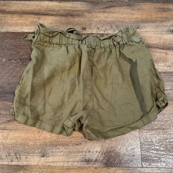 Christian Siriano M Olive 100% Linen Faux Wrap Skort Pockets Boho Preppy READ - Picture 2 of 10